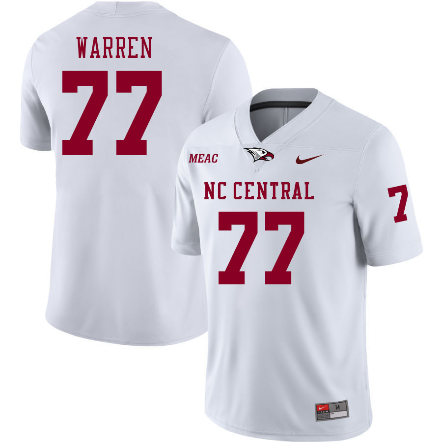 Men-Youth #77 Seven Warren North Carolina Central Eagles 2023 College Football Jerseys Stitched-Whit